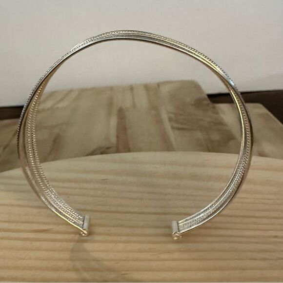 Silver Stacked Minimalist Bangles Set - Picture 3 of 4